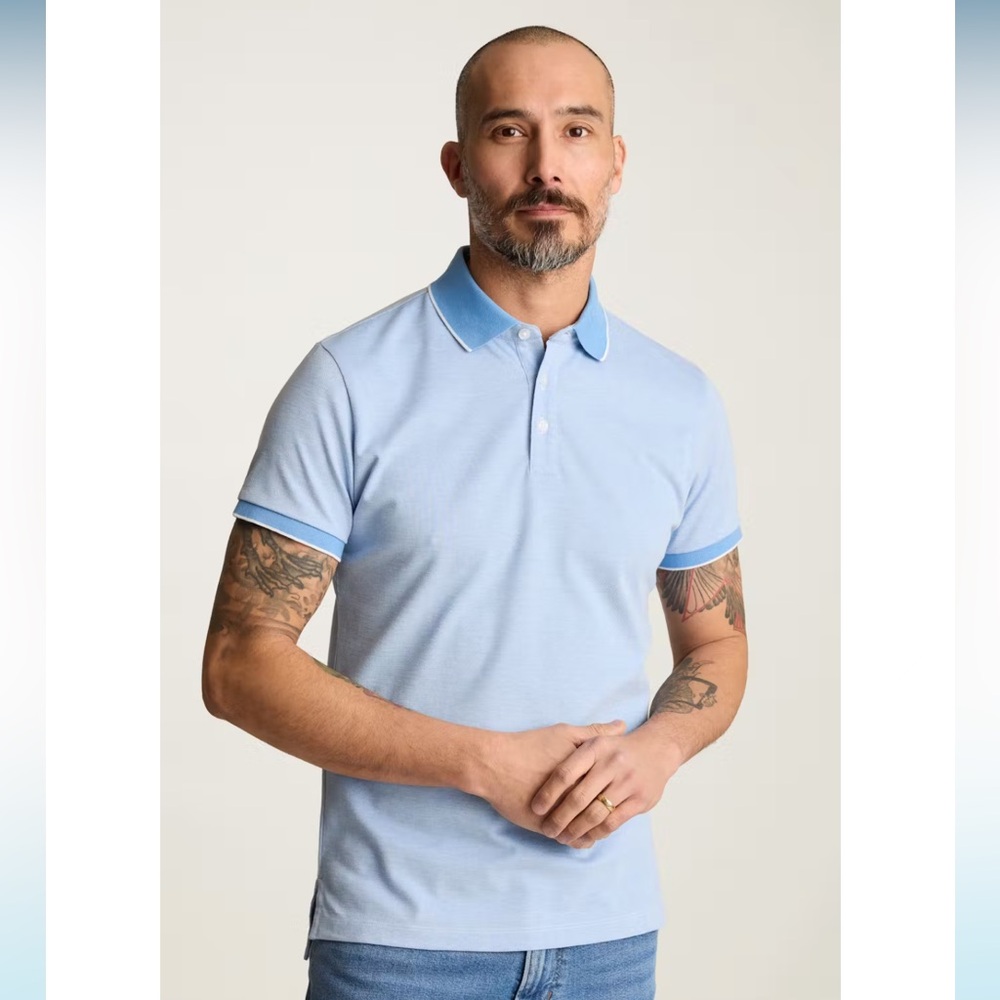 Bonobos Sky Blue Pique Polo‎ Shirt for Men - Picture 4 of 5